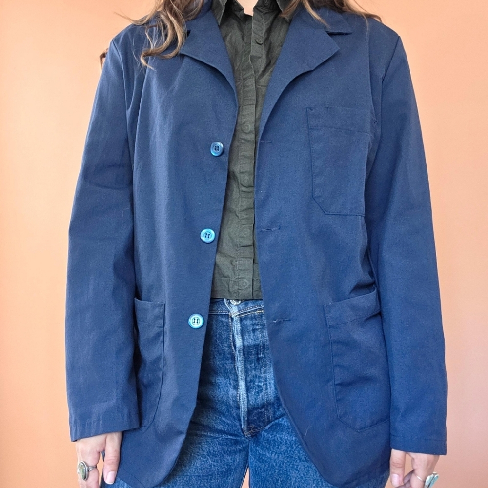 Navy Blue Red Kap Chore Jacket / Counter Coat / Workwear / Small